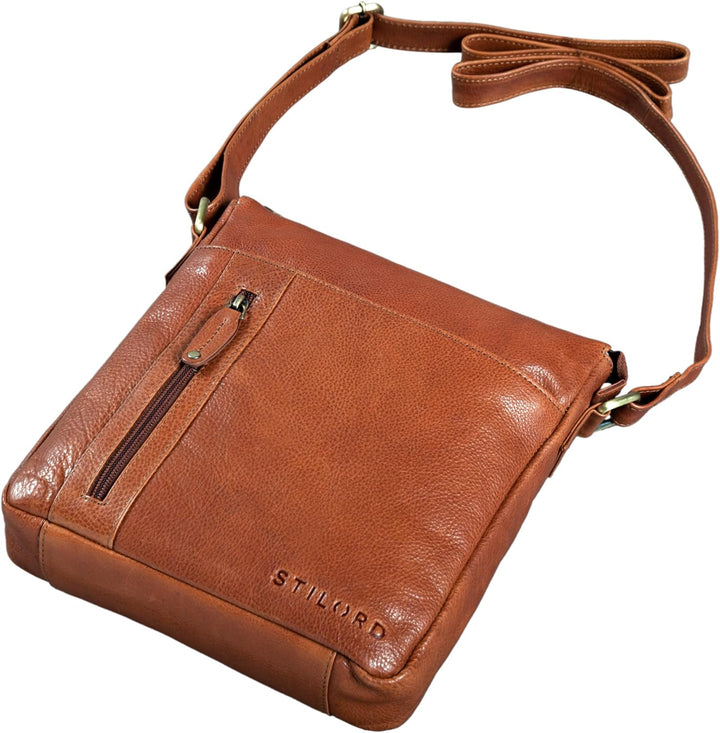 STILORD 'Brady' Messenger Bag Leder Braun klein Umhängetasche Schultertasche für iPad 10,1 Zoll Tabl