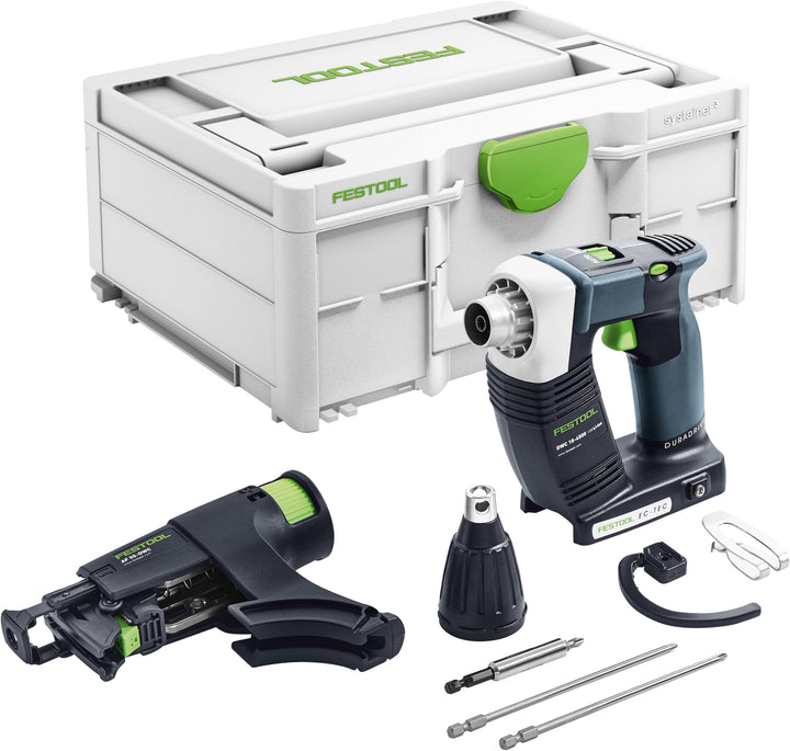 Festool Akku-Bauschrauber DWC 18-4500 Basic DURADRIVE (mit Magazinvorsatz, Tiefenanschlag, Gerüsthak