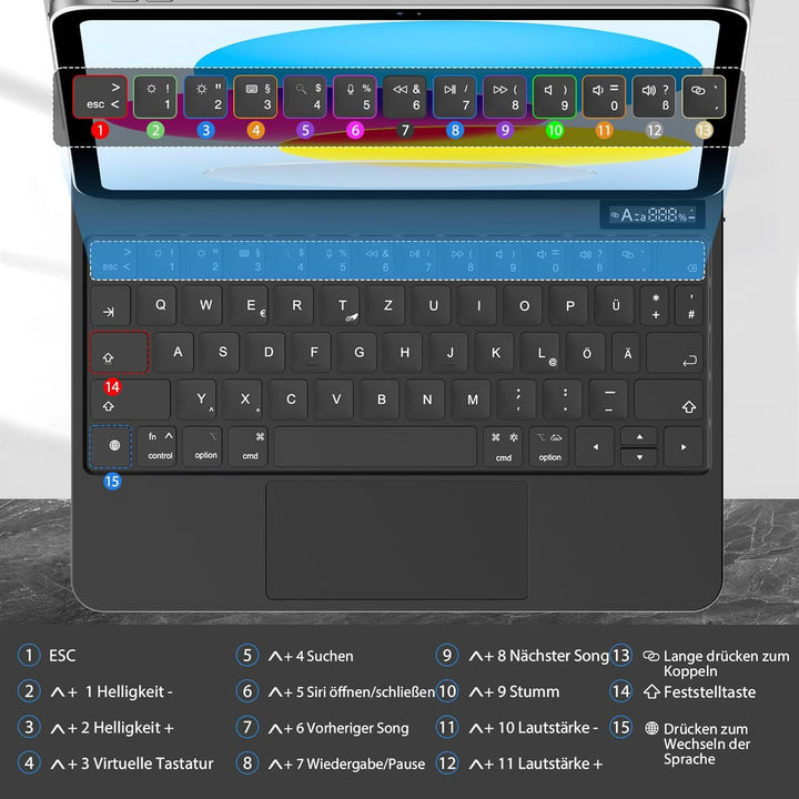 KBCASE Magnetische Tastatur Hülle für iPad A16 11/10 Generation (2025/2022, 11/10.9 Zoll) Magic Tast