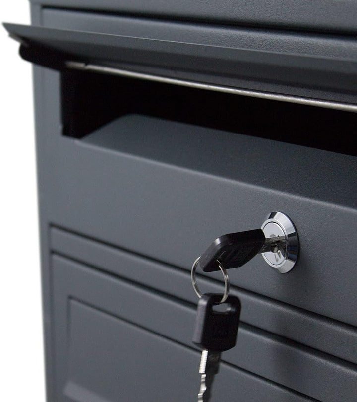 BITUXX® Stand-Briefkastenanlage Postkasten Letterbox Mailbox Doppelt u. Einzel Dunkelgrau (3 Fächer)