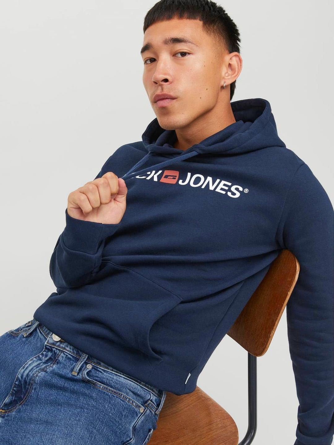 JACK & JONES Male Kapuzenpullover Logo Kapuzenpullover S Blau (Insignia Blue/Reg Fit), S Blau (Insig