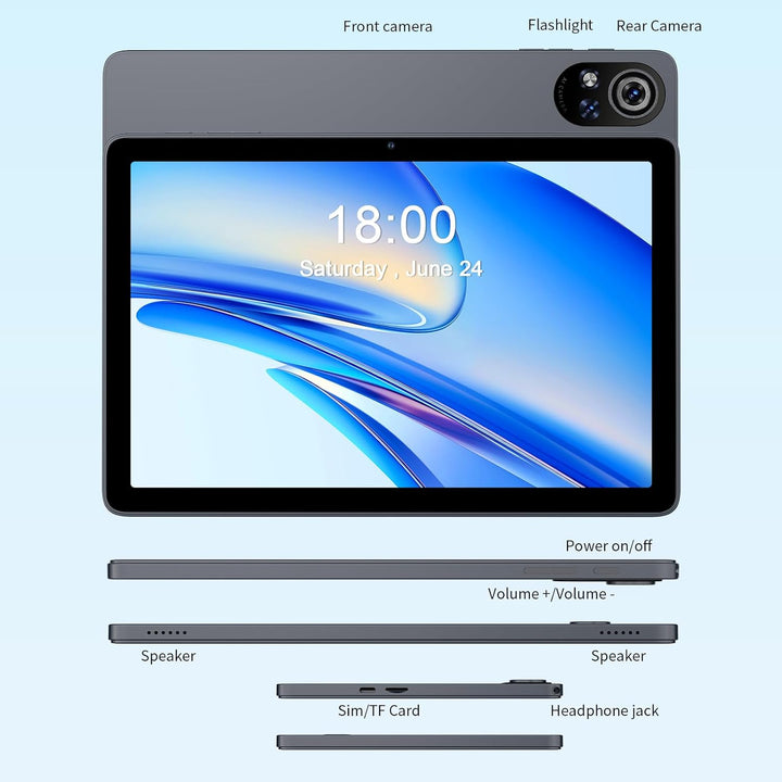 PRITOM 10 Zoll Tablet, 6-in-1 Tablets, 24 GB, 128 GB ROM, Android 15, 1024GB Expand,Qcta core, WiFi