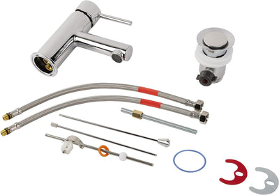aquaSu® Waschtischarmatur Lago 2.0 in chrom mit Wasserspar-Funktion, Einhebelmischer mit Stickgriff,