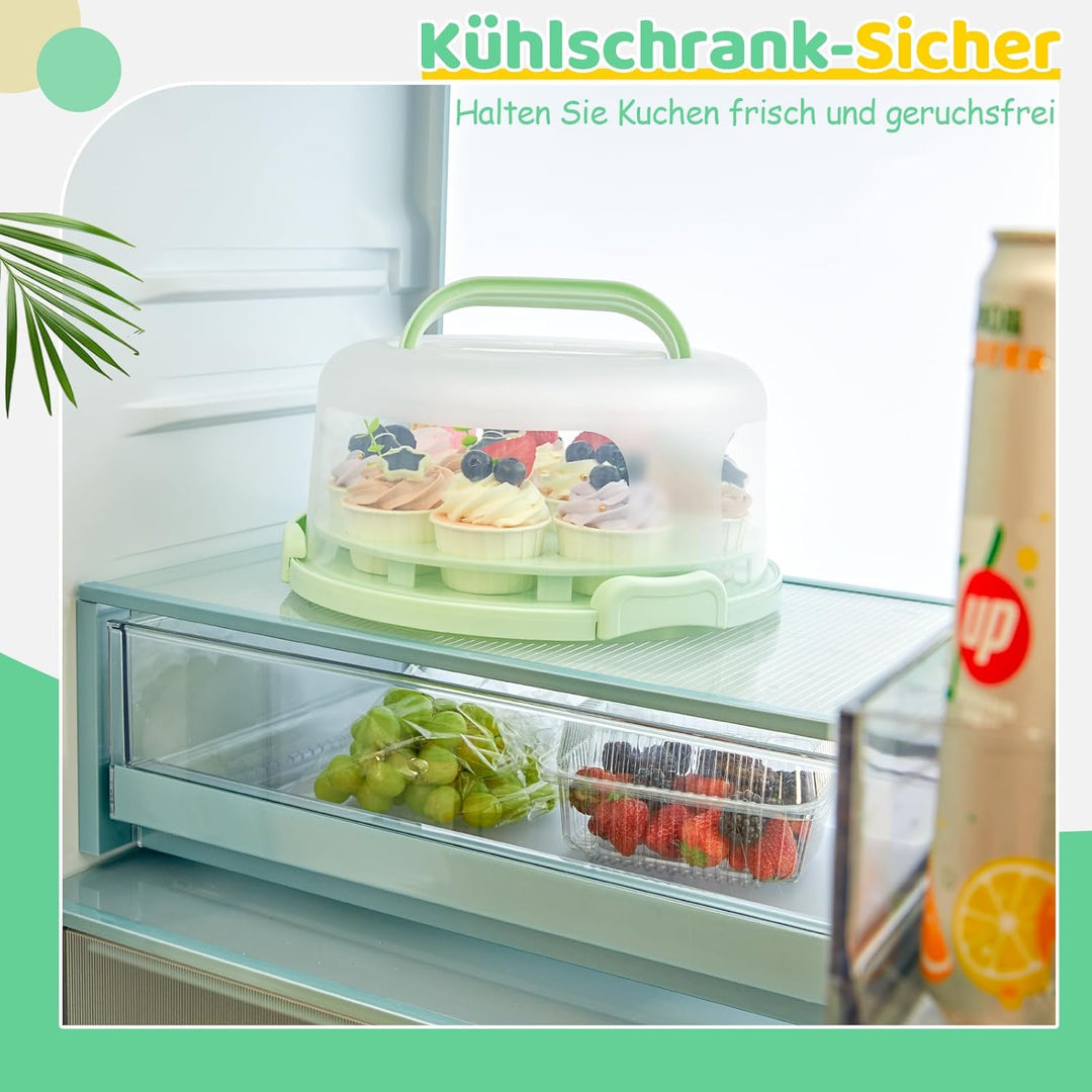 Ohuhu Kuchen Transportbox, Torten Transportbox mit Deckeln und Tragegriff, Tragbarer Tortentransport