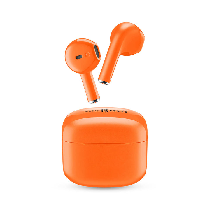Music Sound | Swag - Kabelloses Kapsel-Headset - Wiedergabezeit bis 20 Stunden - Bluetooth - Orange,