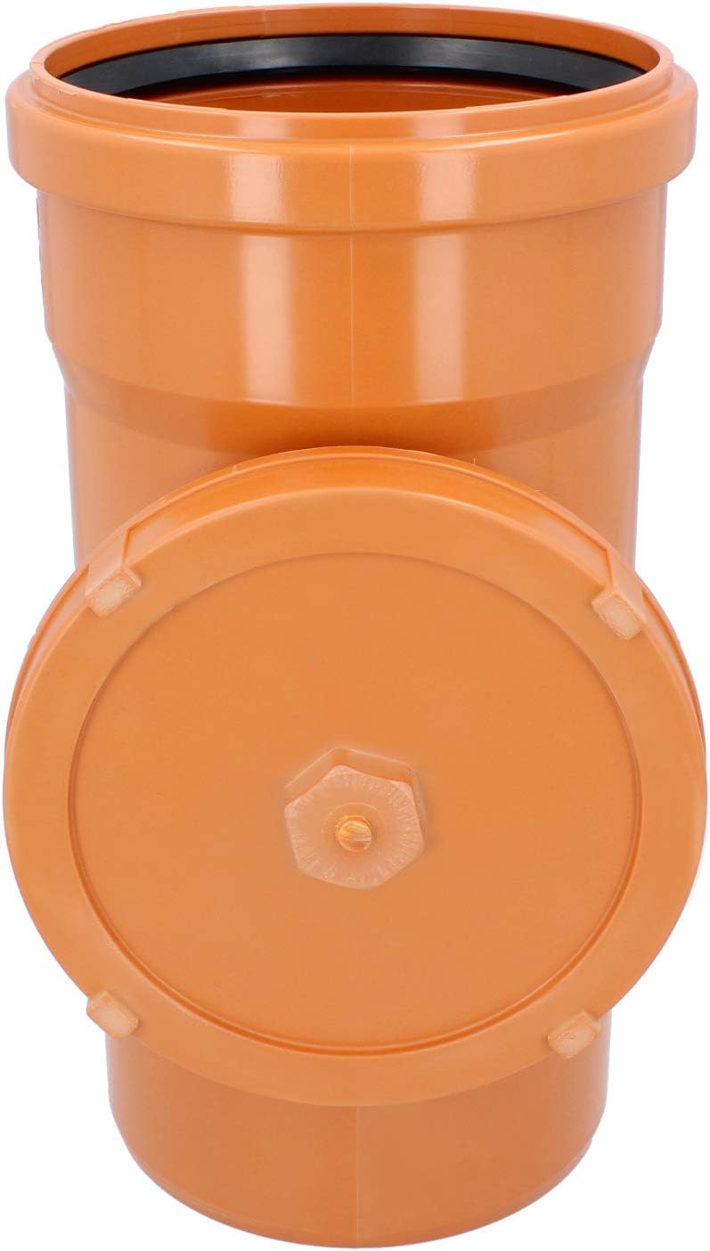 PP Reinigungsrohr Revisionsrohr Ø DN 200 mm Orange KG-Rohr mit Revisionsöffnung Gummidichtringen Sch