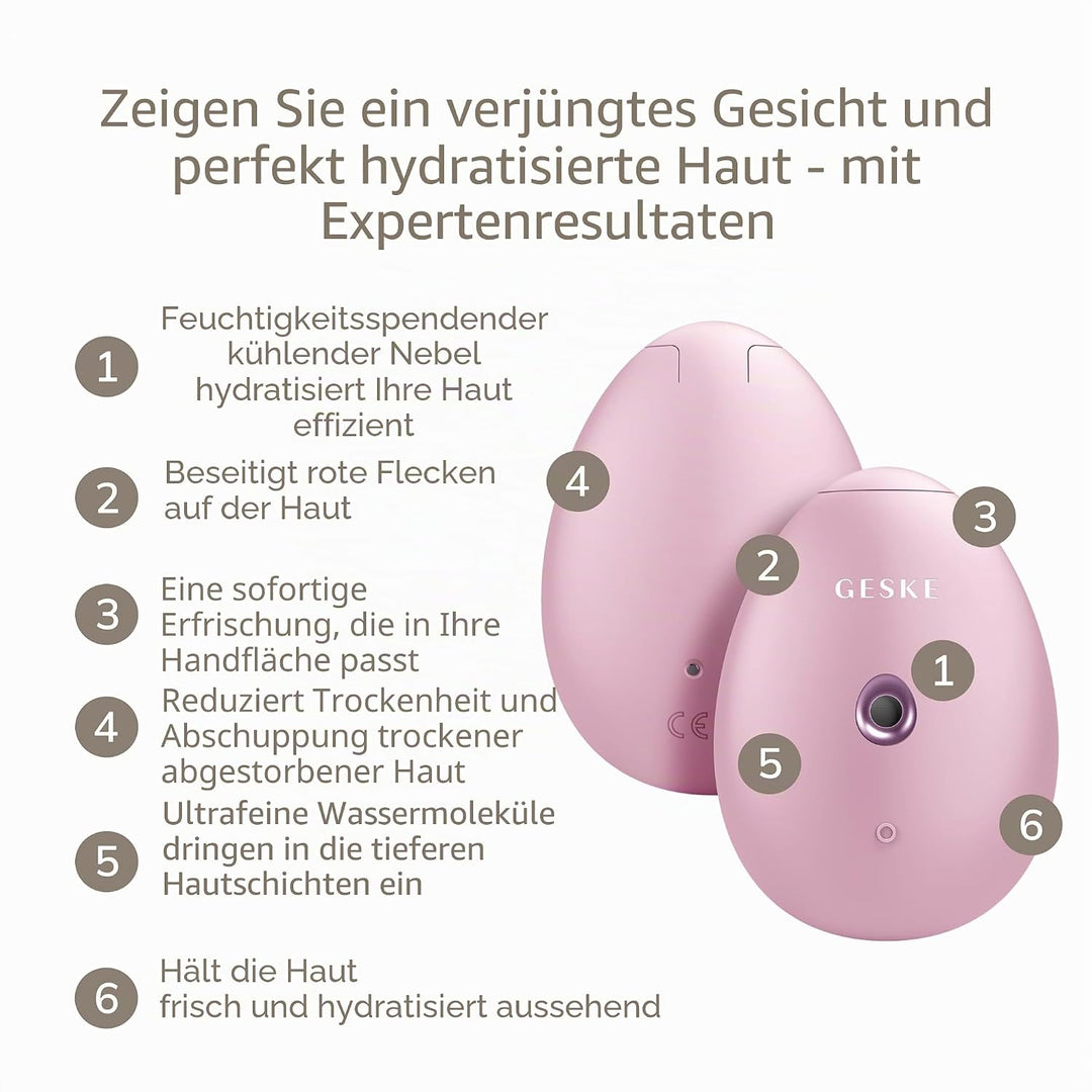 GESKE | SmartAppGuided™ Facial Hydration Refresher | 4 in 1 | Wasserzerstäuber | Gesichtsdampfer | W