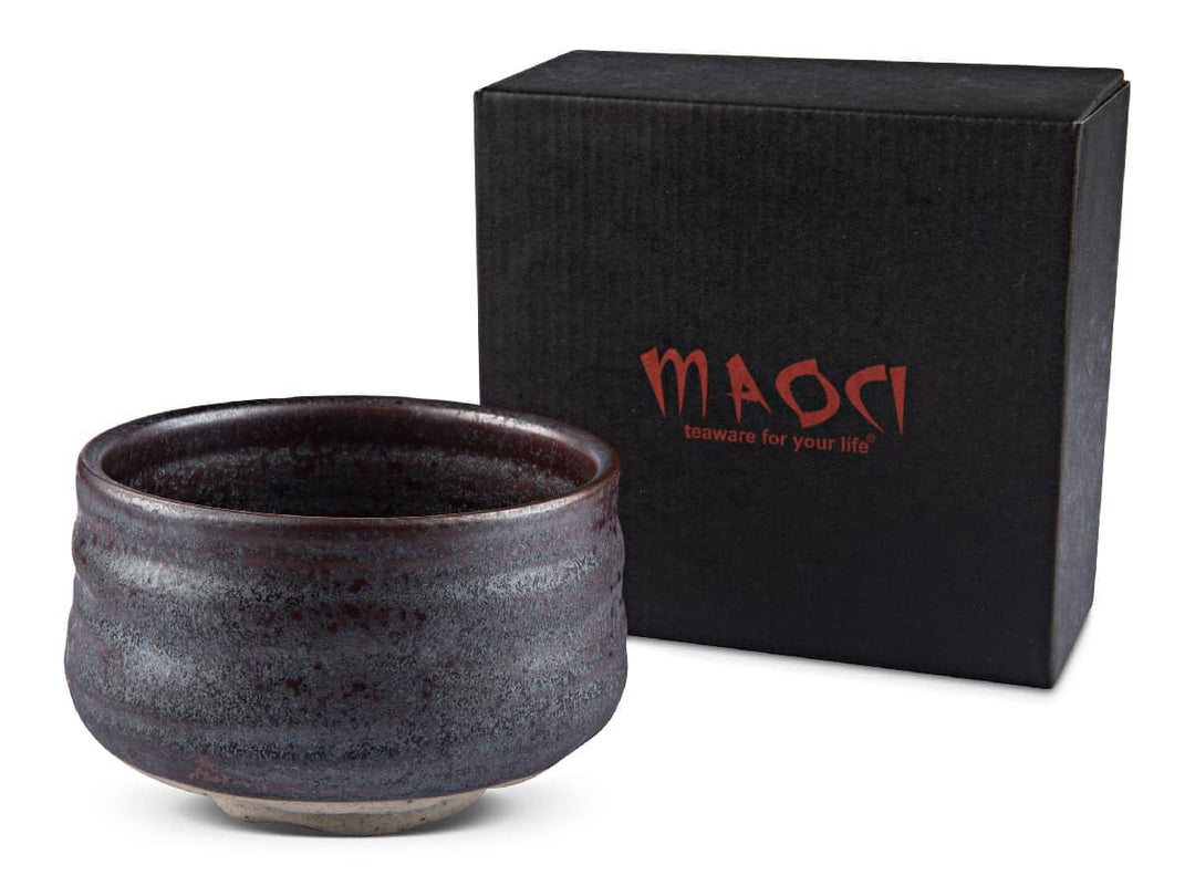 MAOCI - Matcha-Schale Chawan aus Porzellan 400ml dunkel handgefertigt - als Geschenkbox