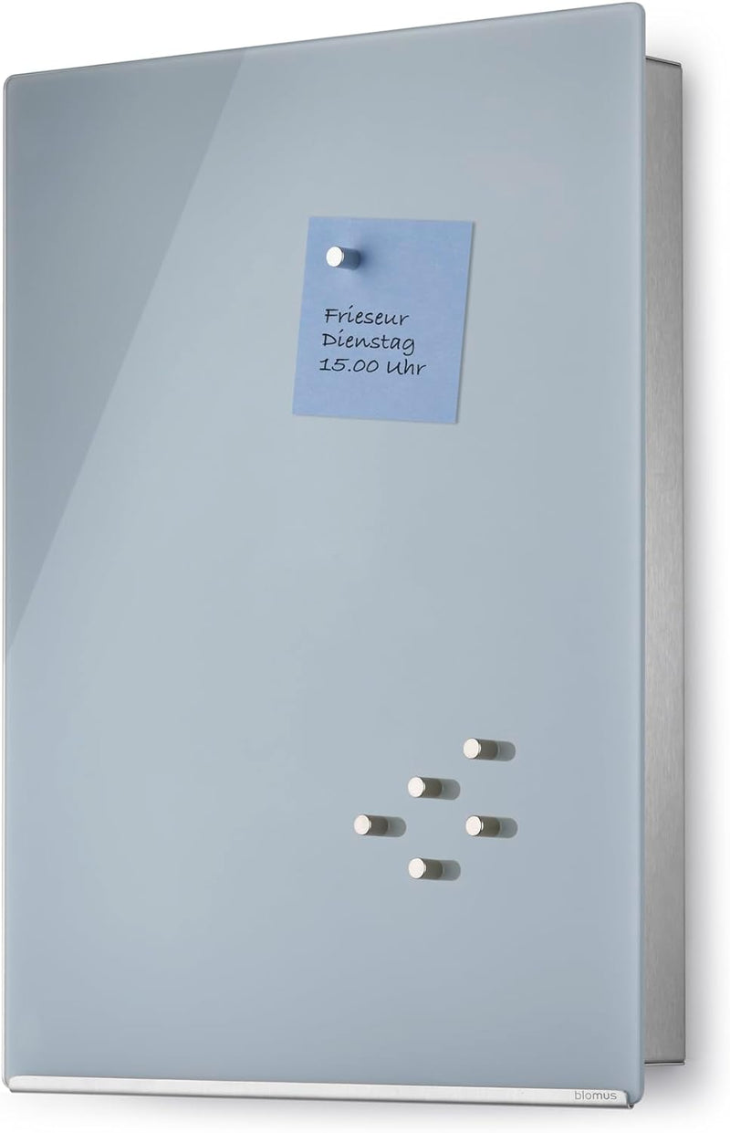 blomus -VELIO- Schlüsselkasten / Glasmagnettafel in trendigem Grau, hochwertige Verarbeitung, 14 Sch