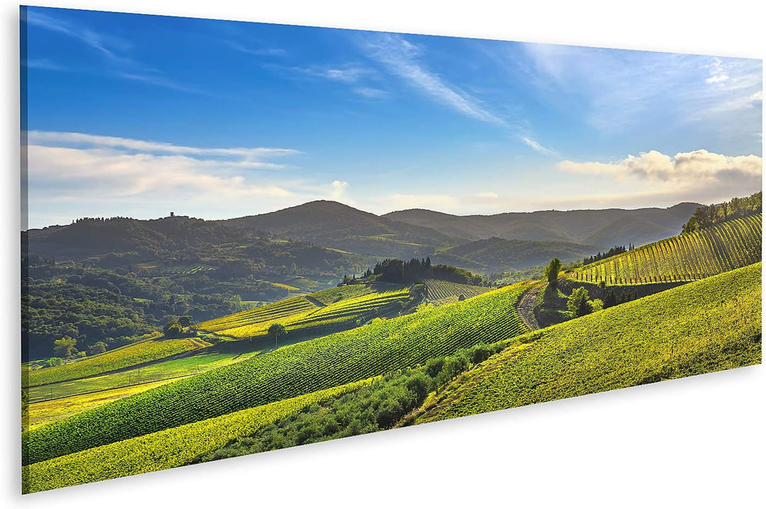islandburner Bild auf Leinwand Radda Chianti Weinberg Panorama Sonnenuntergang Toskana Italien Herbs