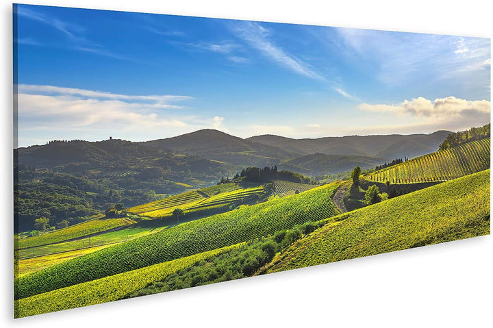 islandburner Bild auf Leinwand Radda Chianti Weinberg Panorama Sonnenuntergang Toskana Italien Herbs