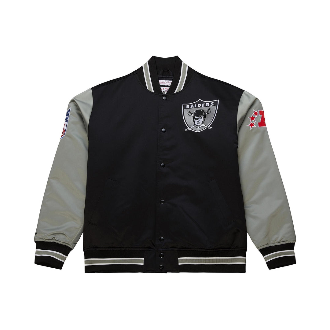 Mitchell & Ness NFL Primetime Heavyweight Satin Jacke, Oakland Raiders, Schwarz