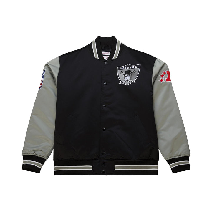 Mitchell & Ness NFL Primetime Heavyweight Satin Jacke, Oakland Raiders, Schwarz