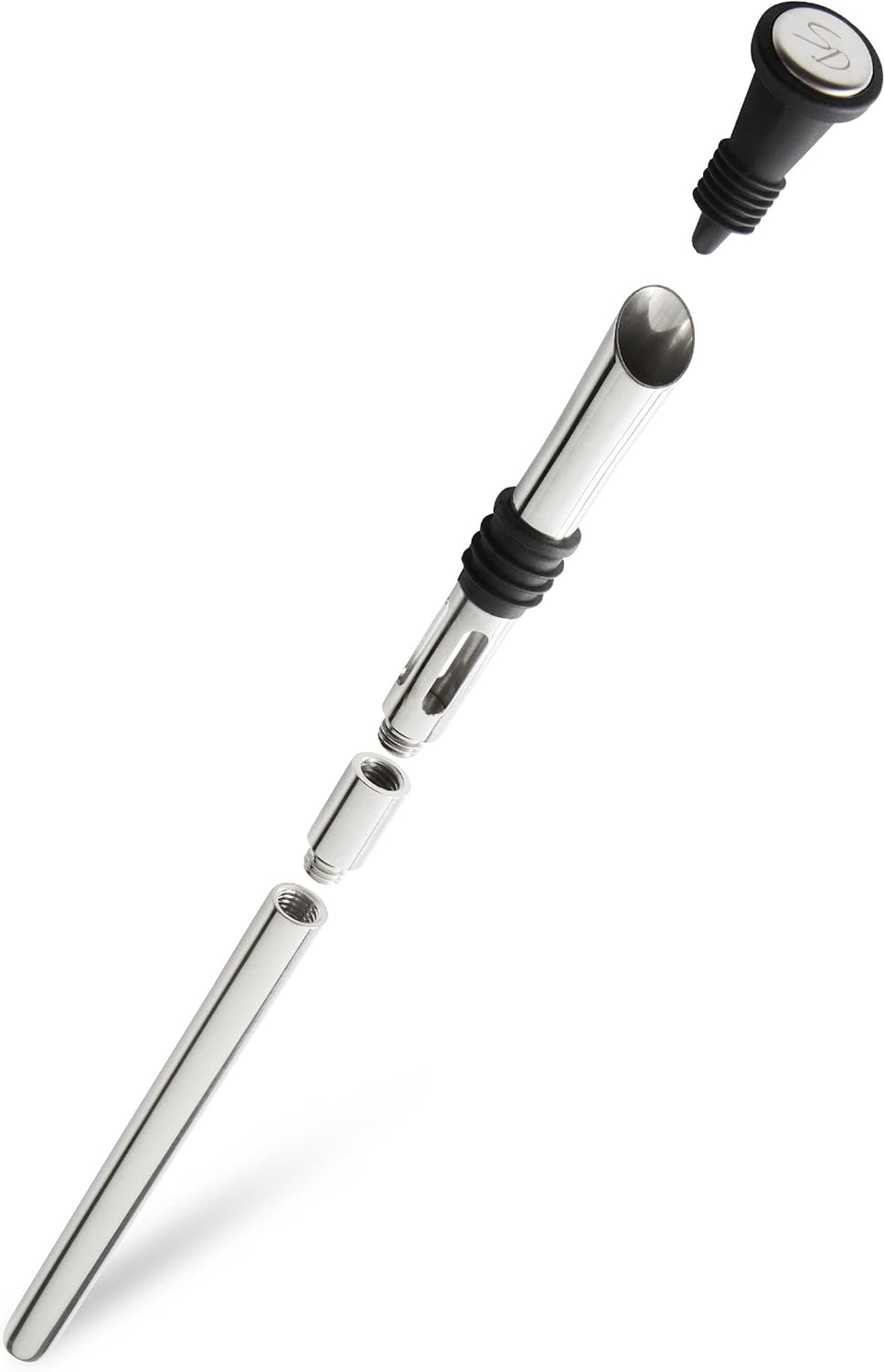 4-in-1 Weinkühlstab Premium Set - 100% Edelstahl Ausgiesser & Weinkühler, inkl. Verlängerung & Flasc
