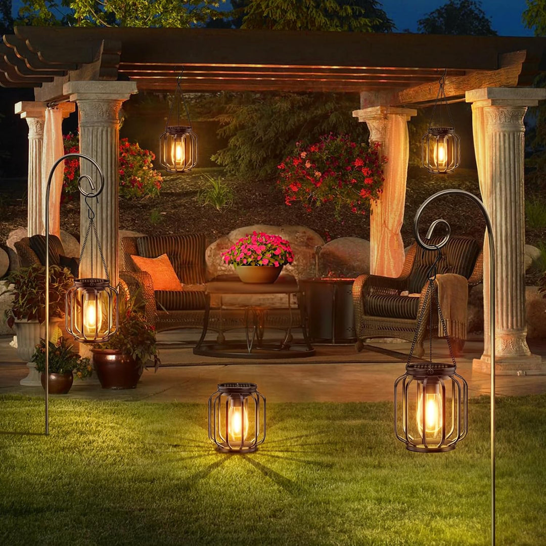 BUCASA Garten Solarlampen für Aussen Hängend, 4 Stück Solar Laternen für Draussen mit Grösser LED-Gl