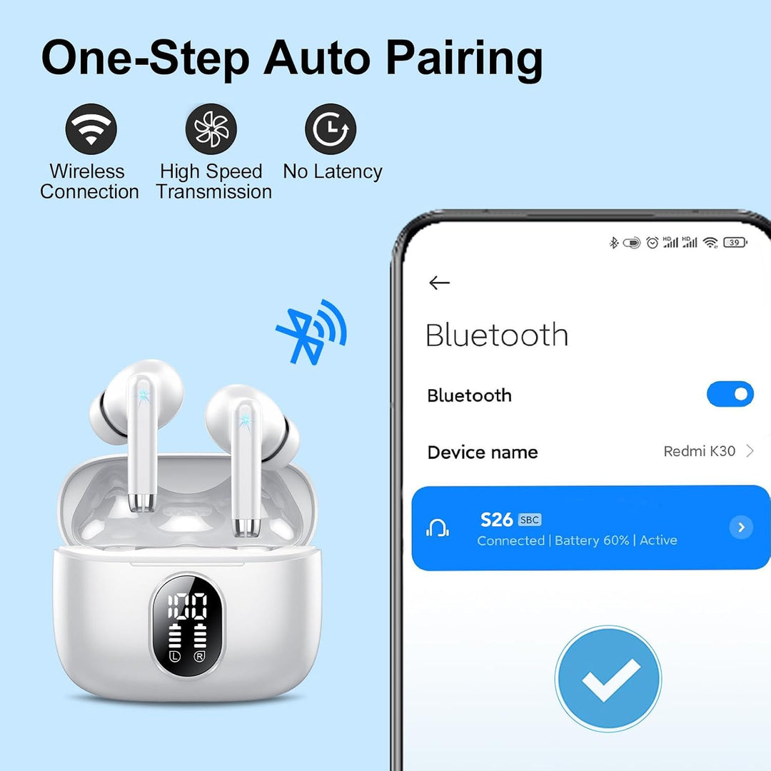 QXQ S26 Kopfhörer Kabellos Bluetooth 5.4 In Ear Noise Cancelling Headphones | Sport Kabellose Kopfhö