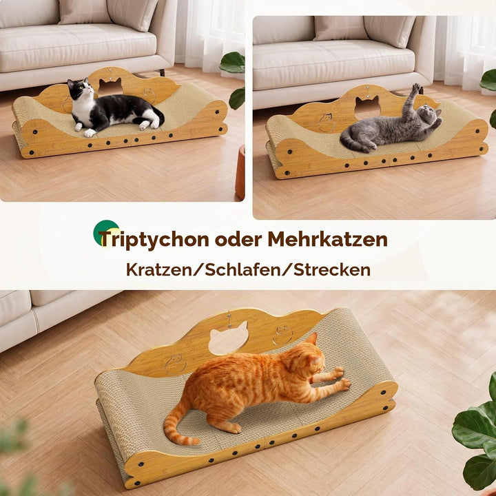 Gimars XXL Katzen Kratzbrett 78 cm im Sofa-Design, Kratzpappe für Katzen, Katzenkratzbretter &amp; Katze