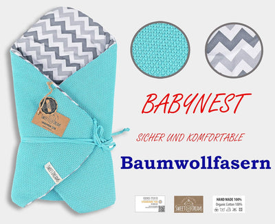 SweetDreams Baby Einschlagdecke, Schlafsack, Wickeldecke für Neugeborene und Kleinkinder, Baumwolle