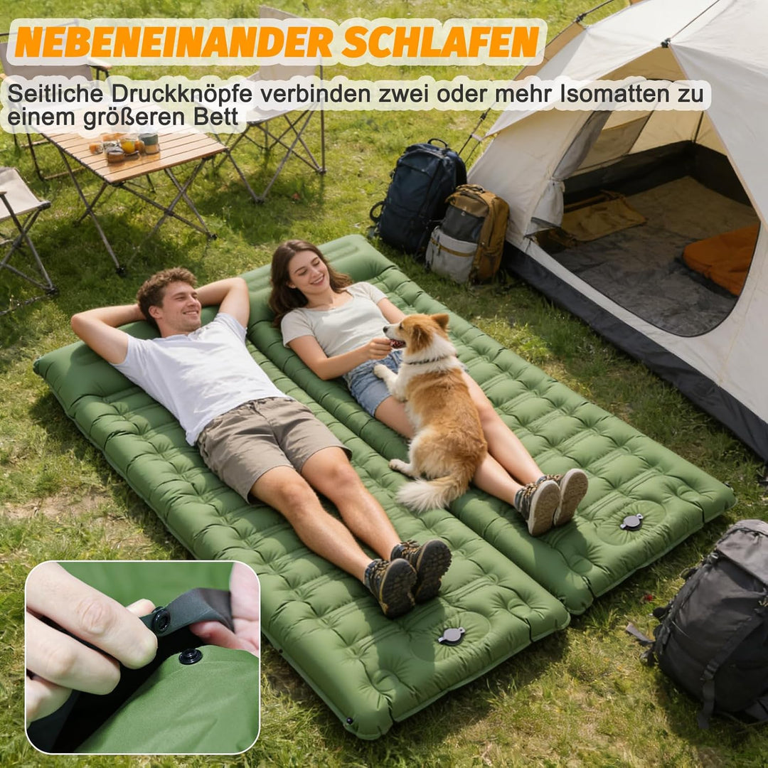 SWTMERRY Hochwertige Aufblasbare Isomatte – 12 cm verdickte Schlafmatte mit Fusspumpe & Kissen, wass