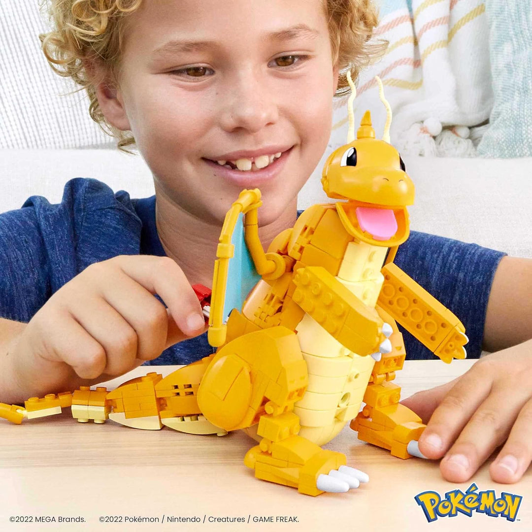 MEGA Pokémon Bauspielzeug für Kinder, bewegliche grosse Dragoran-Figur zum Zusammenbauen mit Bewegun