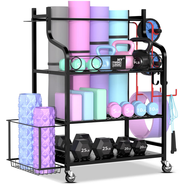 Mythinglogic Yoga Matte Regal, Yogamatte Organizer für Hanteln, Faszienrolle, Kettlebell und Yoga Bl