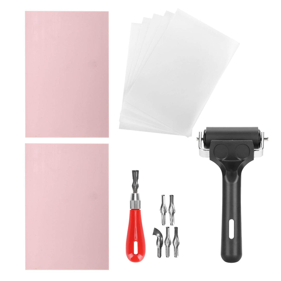 Stempel Herstellung Kit mit Stempel Block Gummi Brayer Roller Gummi und Holz Carving Schneiden Werkz