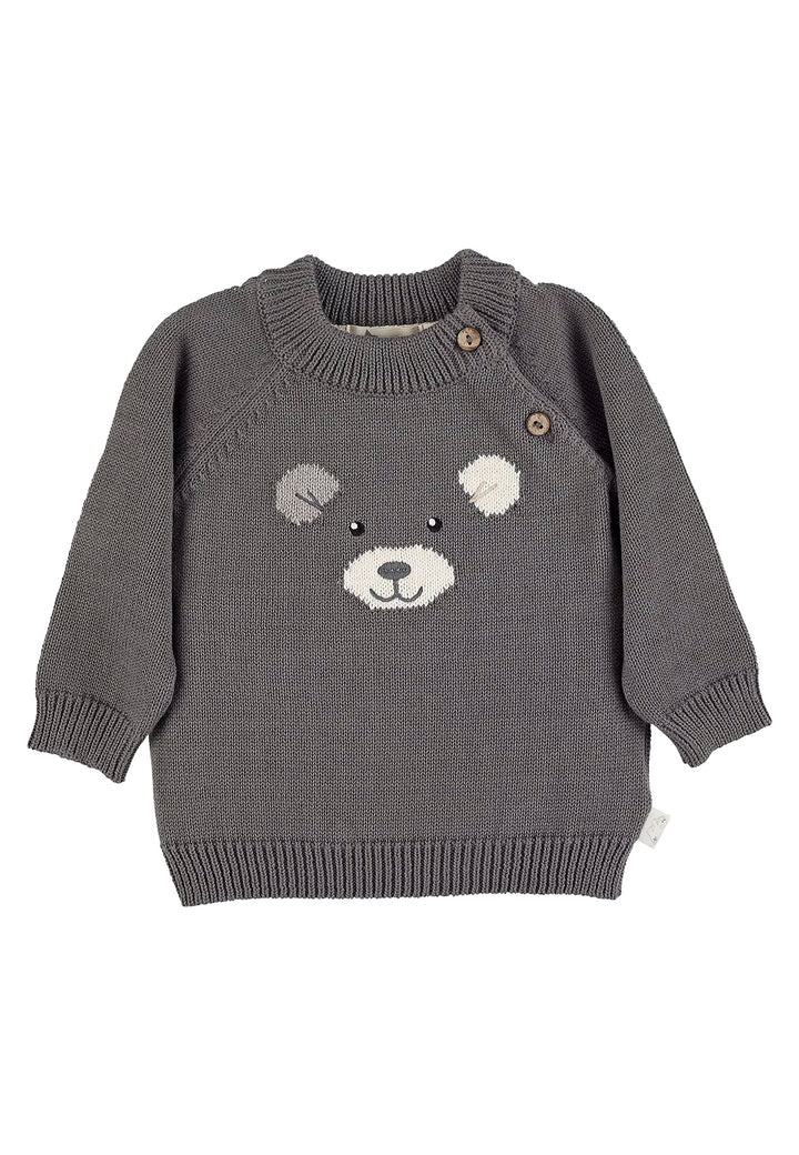 Sterntaler Baby Jungen Pullover Baby Strick Strickpullover Eisbär Elia 74 Dunkelgrau, 74 Dunkelgrau