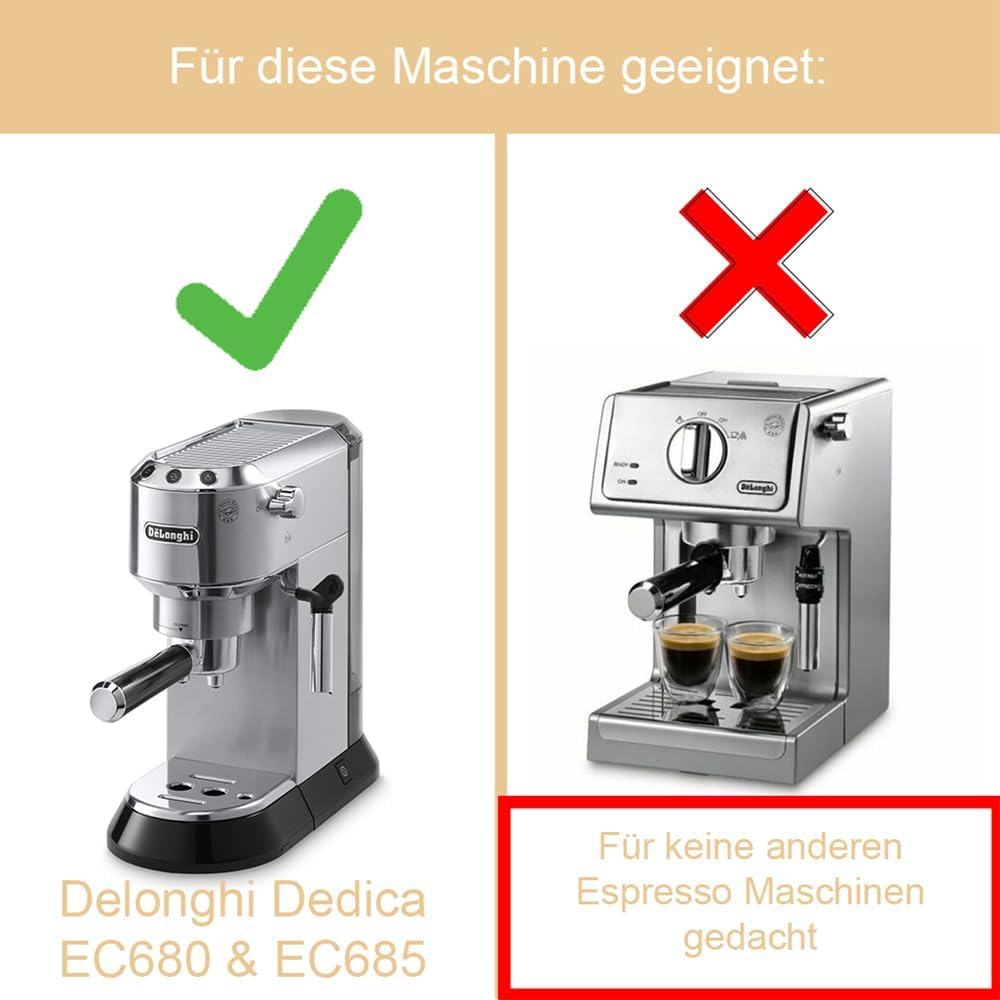 Siebträger 51mm für Delonghi Dedica EC680, EC685 & EC885 - Siebträger mit doppel Auslauf aus Walnuss