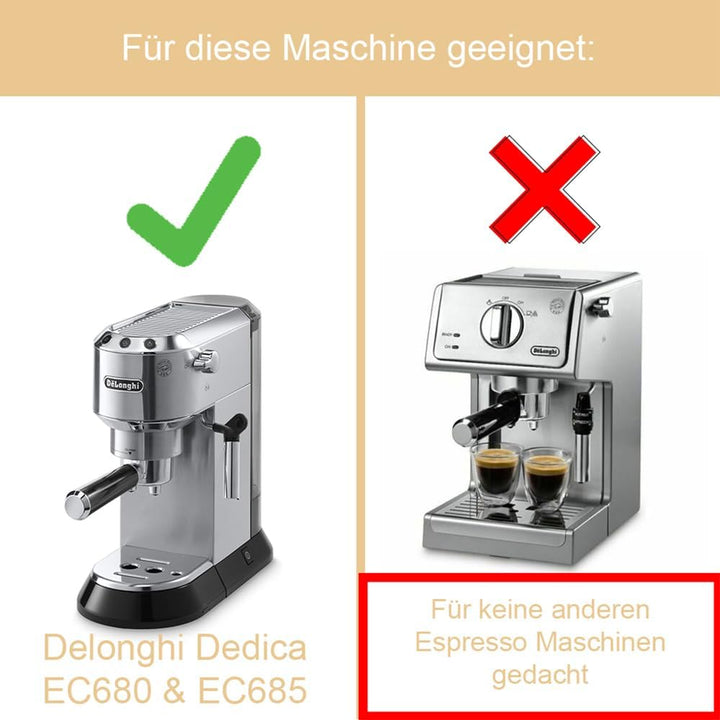 Siebträger 51mm für Delonghi Dedica EC680, EC685 & EC885 - Siebträger mit doppel Auslauf aus Walnuss
