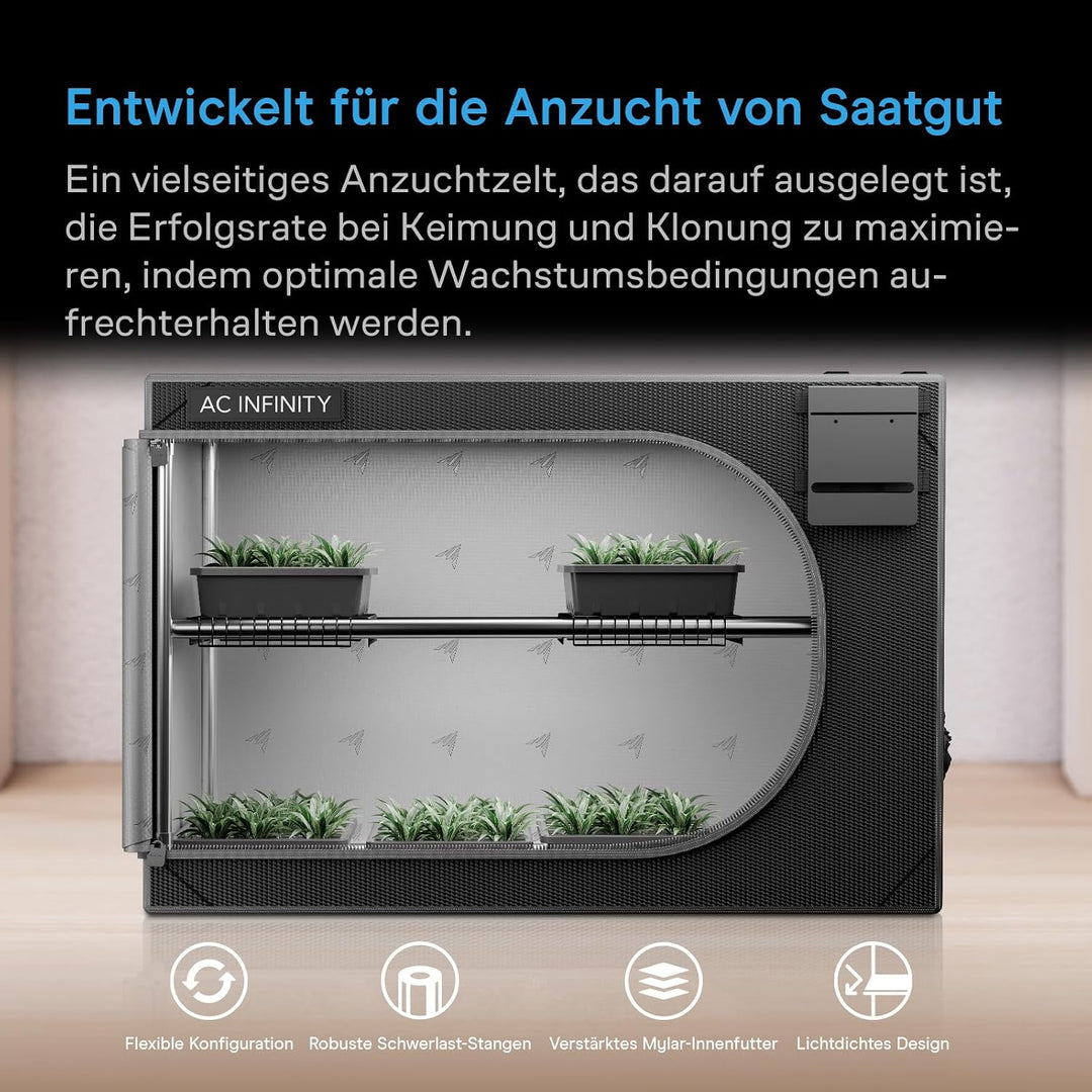 AC Infinity CLOUDLAB Propagation Zelt 60 × 60 × 90 cm – Advance Anzuchtzelt mit Verstärkungsstangen,