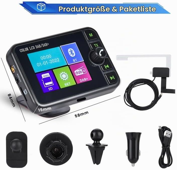 Hikity DAB+ Adapter Antennentuner für Autoradio Digital Empfänger Externe DAB Box Adapter Tuner Komp