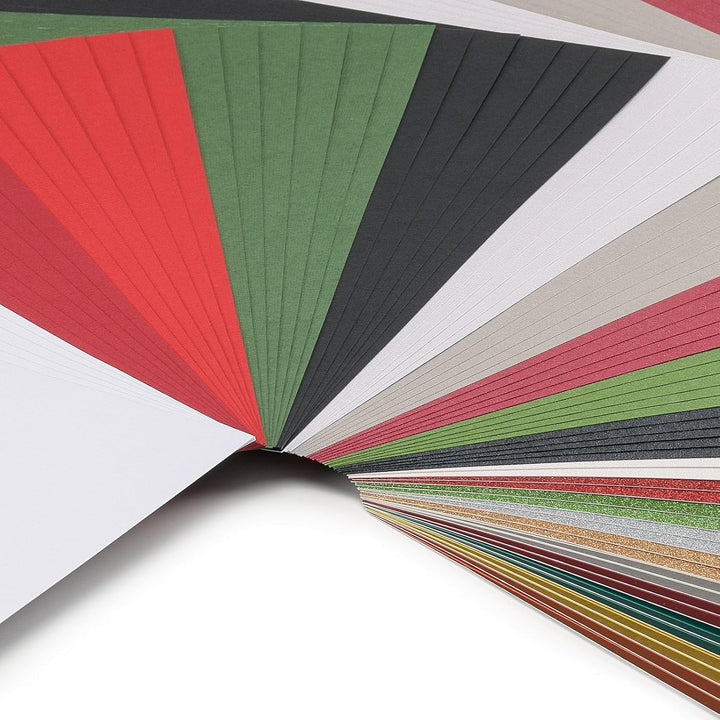 Vaessen Creative Florence Tonpapier - Quadratisch Bastelpapier - 30,5 x 30,5 cm - Farbenmix Weihnach