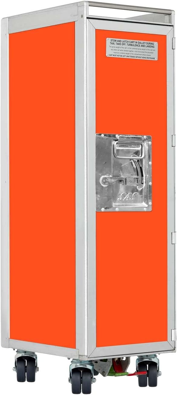 Flugzeugtrolley Uni Orange (Neue Rollen), Gebrauchtes Original aus der Luftfahrt - ausgemustert und