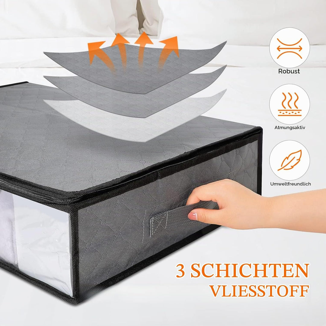 AiQInu Unterbett Aufbewahrungsbox,4 Stück Unterbettkommode mit Sichtfenster und 4 Haltegriffen 60x 4