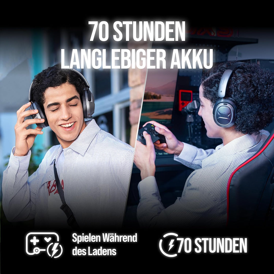 OXS Storm A2 kabelloses Gaming-Headset, Aktive Geräuschunterdrückung, 2,4 GHz Niedrige Latenz & Blue