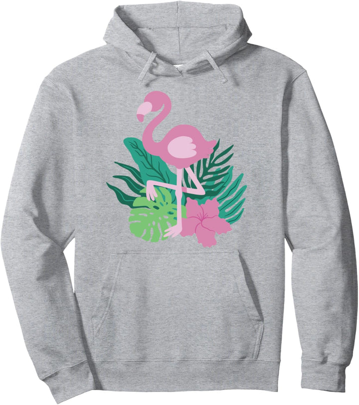 Flamingo mit tropischen Blättern Pflanze Natur Pullover Hoodie