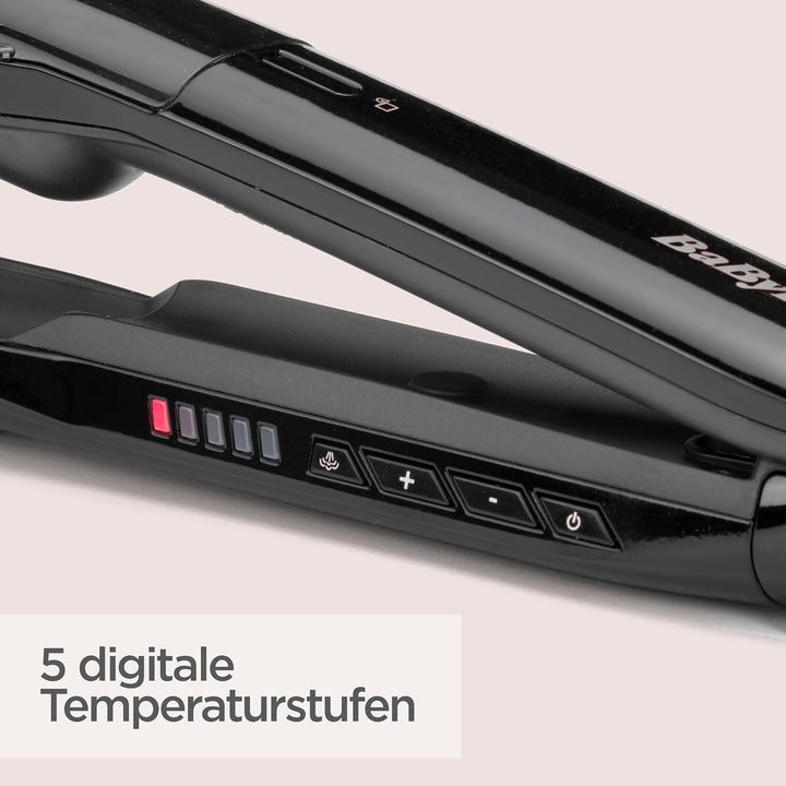 BaByliss Steam Straight, Glätteisen, Dampf-Glätteisen, für ultraglatte Haare, mit 5 Temperaturstufen