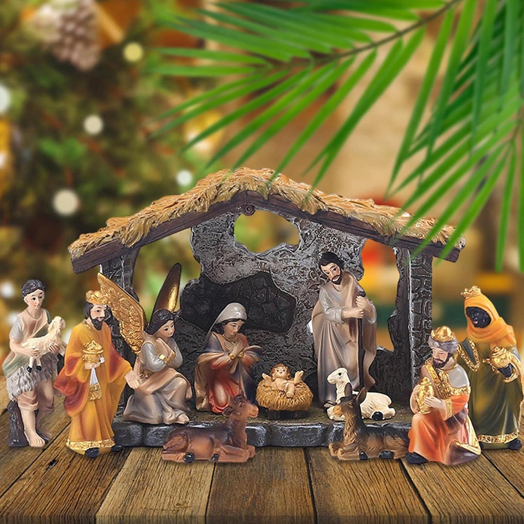 Krippe Set Innen, Krippe Jesus Miniaturfiguren, Krippe Krippe Weihnachten Dekor, für Christliche Erw