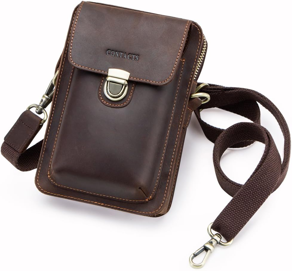 CONTACTS Echtes Leder Herren Kleine Messenger Taillentasche Gürteltasche Telefon Brieftasche Geldbör