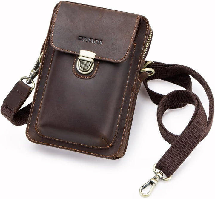 CONTACTS Echtes Leder Herren Kleine Messenger Taillentasche Gürteltasche Telefon Brieftasche Geldbör