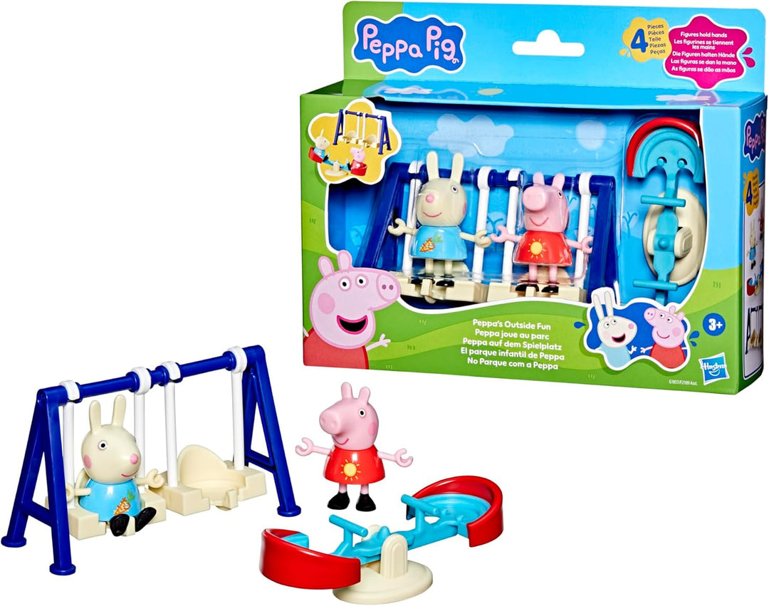 Peppa Pig Peppa auf dem Spielplatz Spielzeug Set mit 2 Figuren und lustigem Zubehör wie Schaukel und