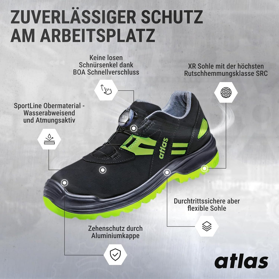 Atlas Flash 5255 XP Boa ESD Gr. 36-49 47/49 EU Schwarz Gelb, 47/49 EU Schwarz Gelb