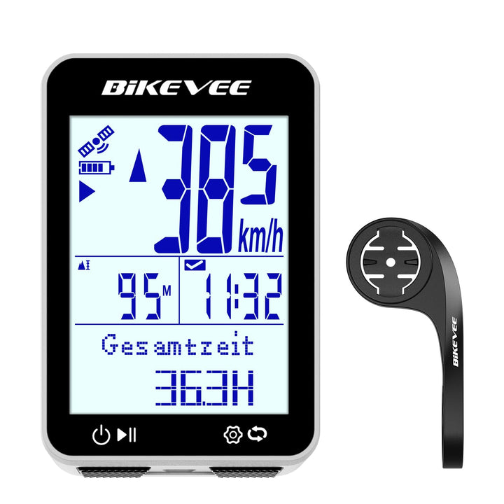 GPS Fahrradcomputer Kabellos IPX7 Wasserdicht 2.4'' FSTN Display 28H Akku Weiss-B【Verlängerte Fronth