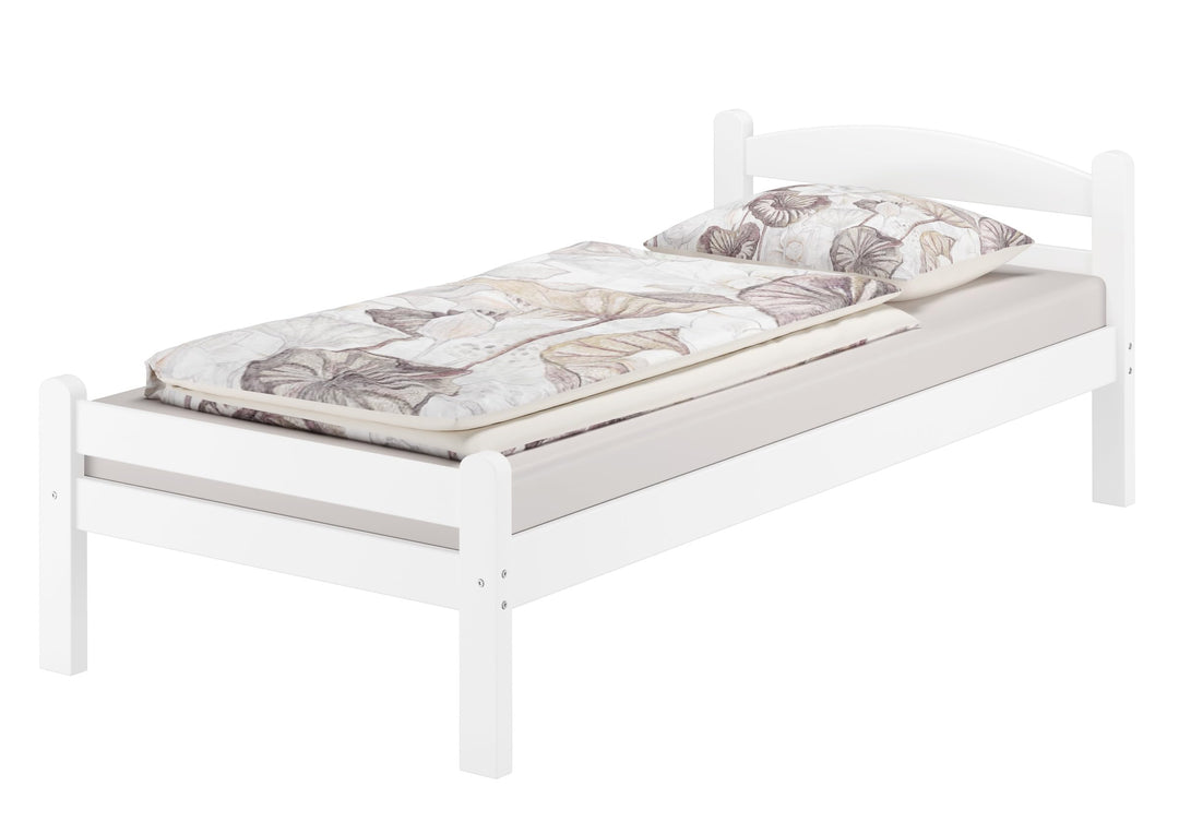 Erst-Holz Weisses Einzelbett Buche massiv 80x200 Bettgestell und wählbare Ausstattung V-60.45-08W, A
