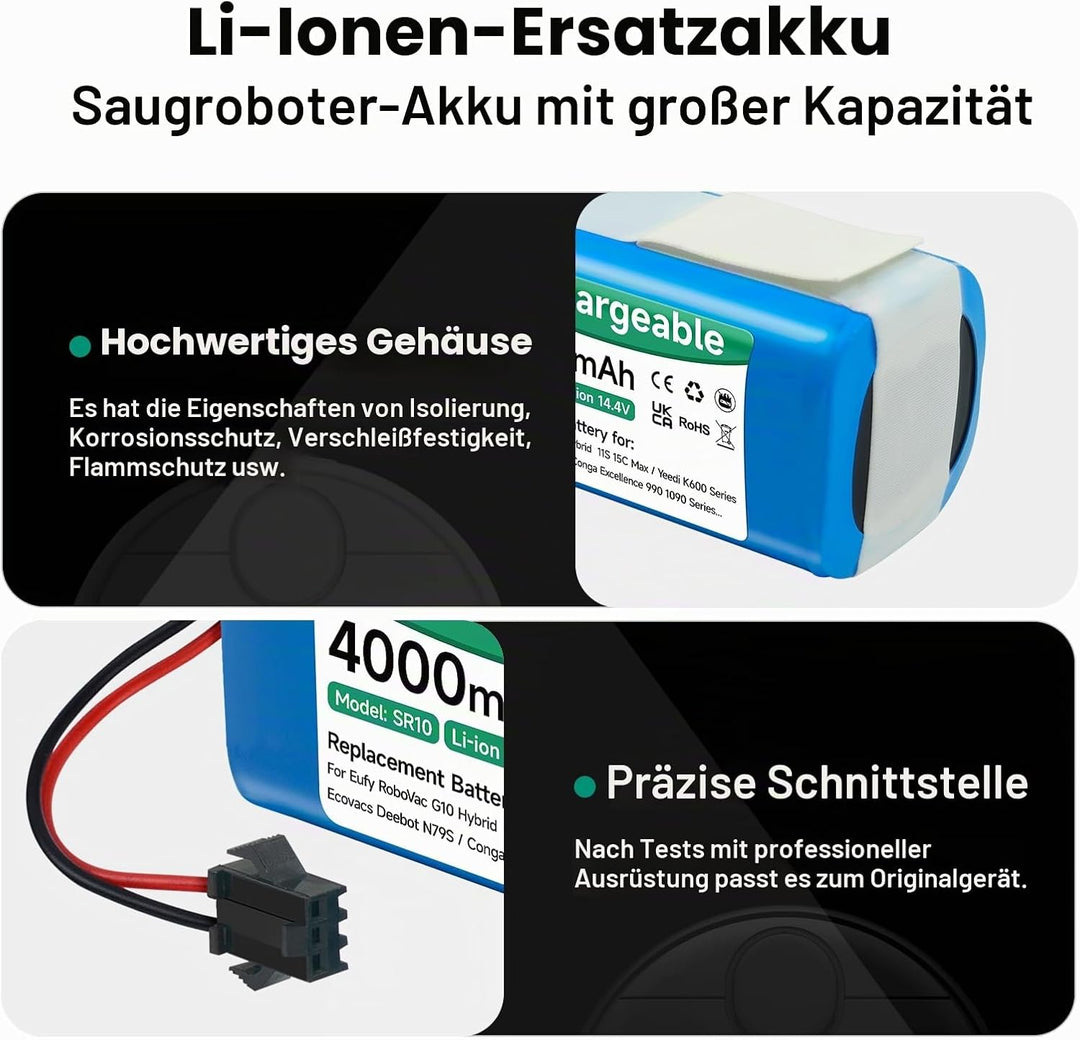Mspalocell 4000mAh 14,4V Ersatzakku Kompatibel mit Venga RVC 3000,LEFANT T700/M210P/M1,Tesvor X500/S