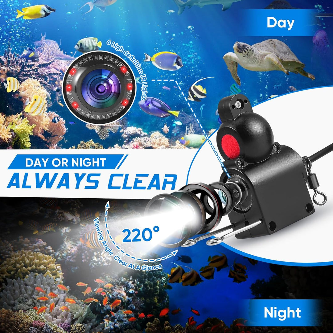 Fischfinder, Unterwasserkamera Angeln, 1080PHD, 4.3Zoll IPS Display, 2000 Helligkeit, IP68 Wasserdic
