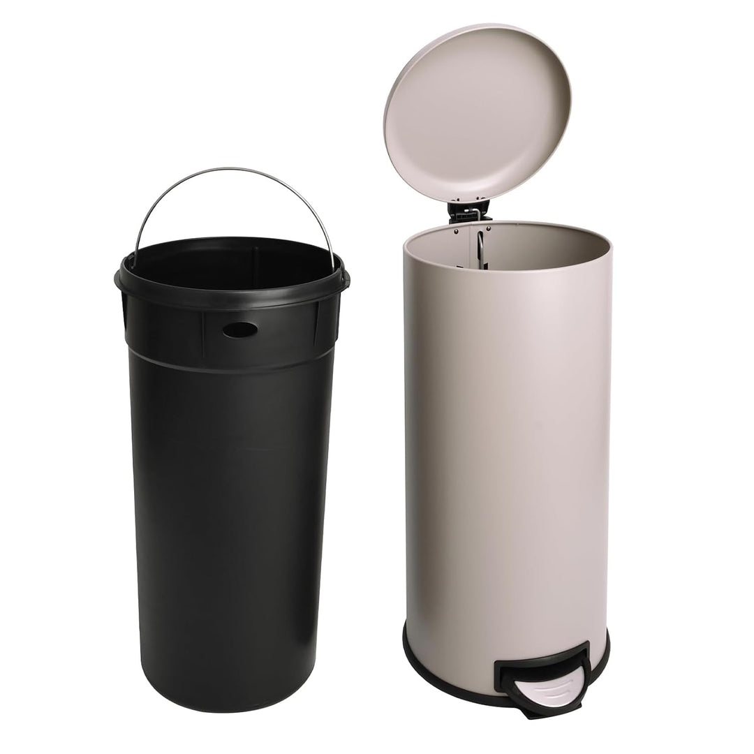 SVITA T30 Mülleimer Treteimer Abfalleimer 30 Liter inkl. Inneneimer rund Küchen-Hilfe Taupe, Taupe