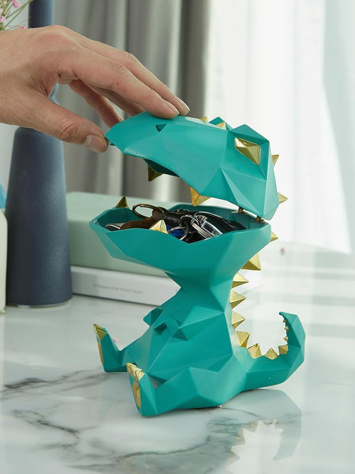 HAUCOZE Dinosaurier Keksdose Modern Arts Figur Tier Geschenk Dekor Polyresin Grün 18cm, Grün