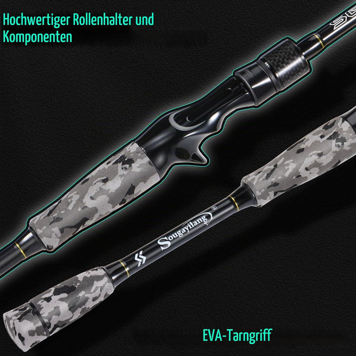 Sougayilang MX-2 Wurfangelrute und Baitcastrolle Combo, 1,8m/2,1m Baitcaster Combo - Raubfisch-Angel
