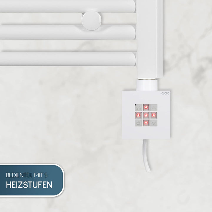 anapont elektrischer Badheizkörper 1175h x 600b - gerade - weiss - Timer-Funktion - Handtuchheizkörp